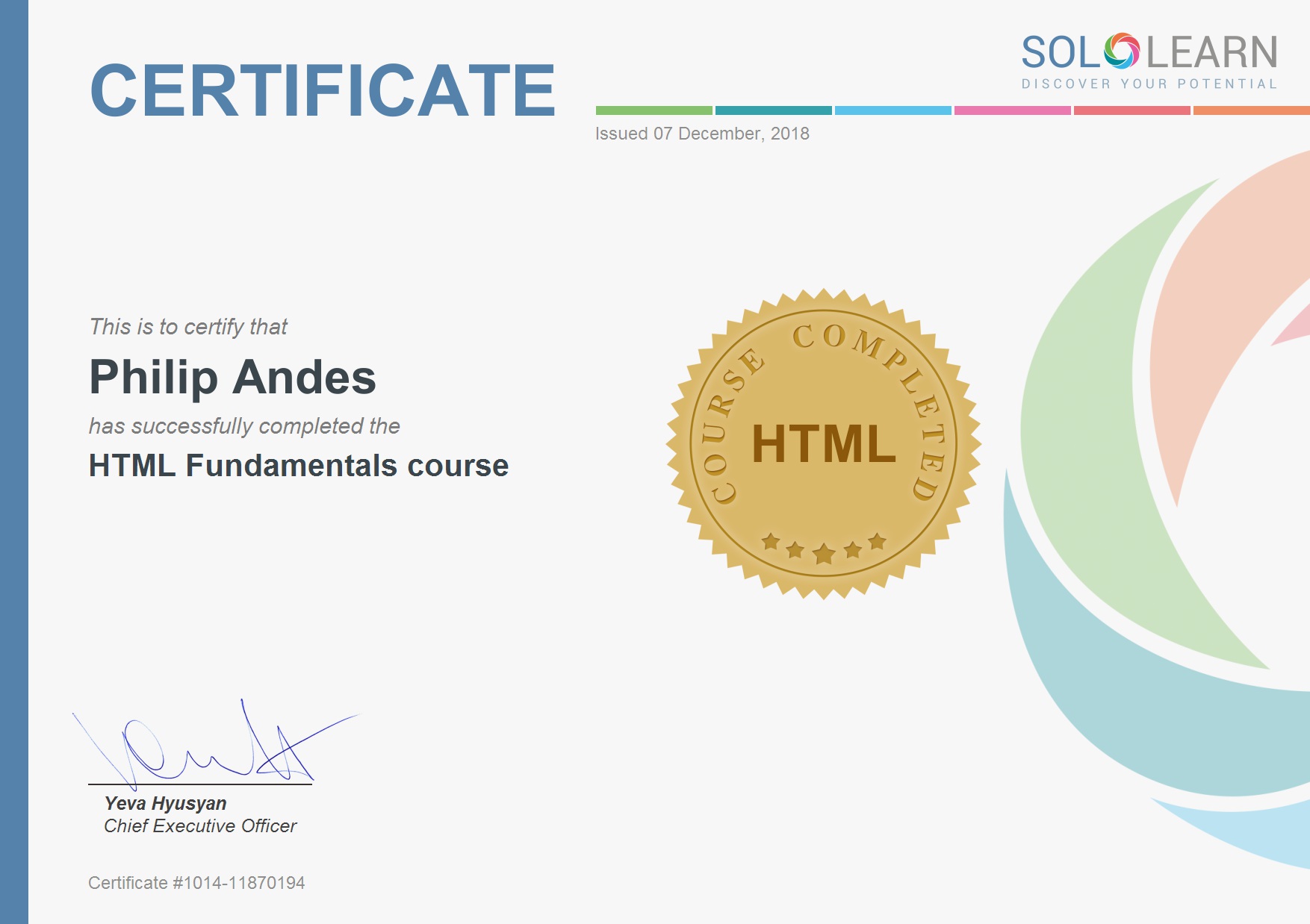 HTML Certificate